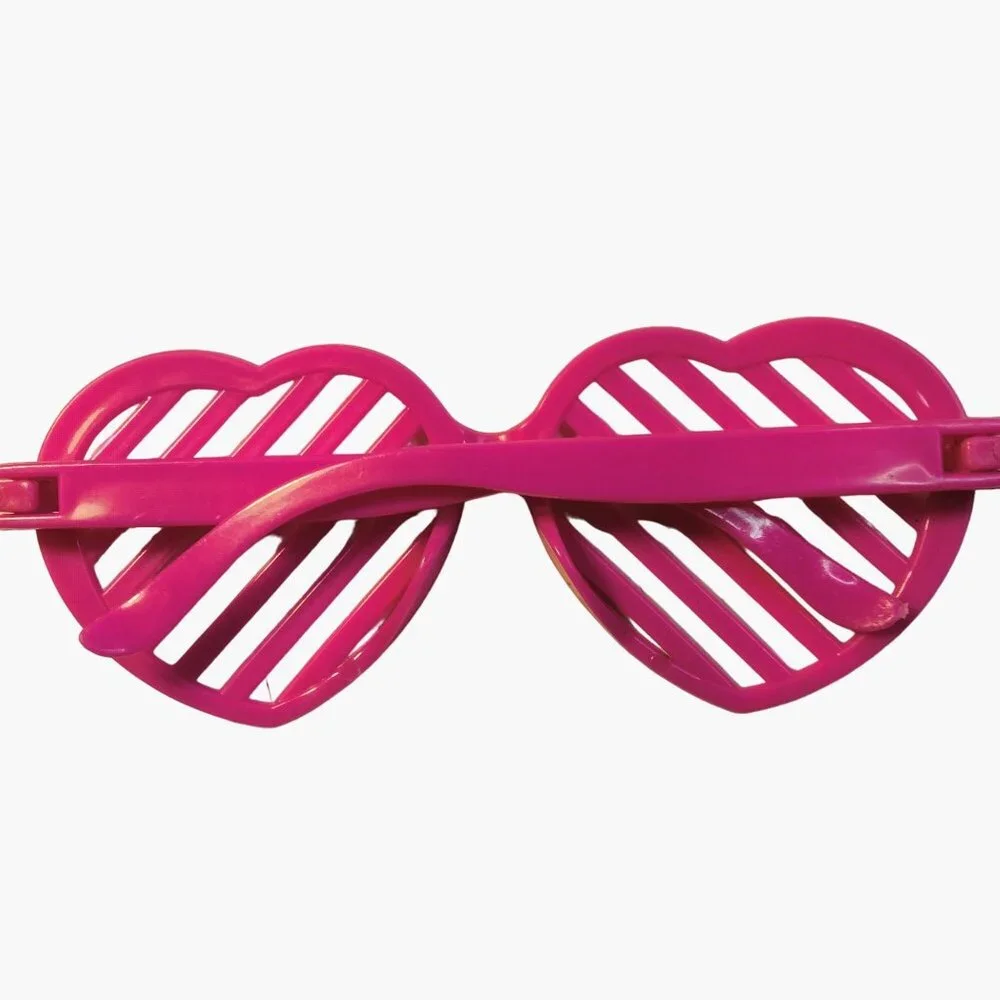 Pink Heart Slotted Shutter Glasses Costume Novelty Love Valentine Pinkoween
